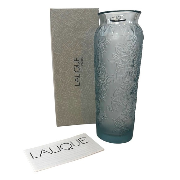 Lalique Other - Lalique Bougainvillier Crystal Vase Blossom Bud Blue  New In Box
